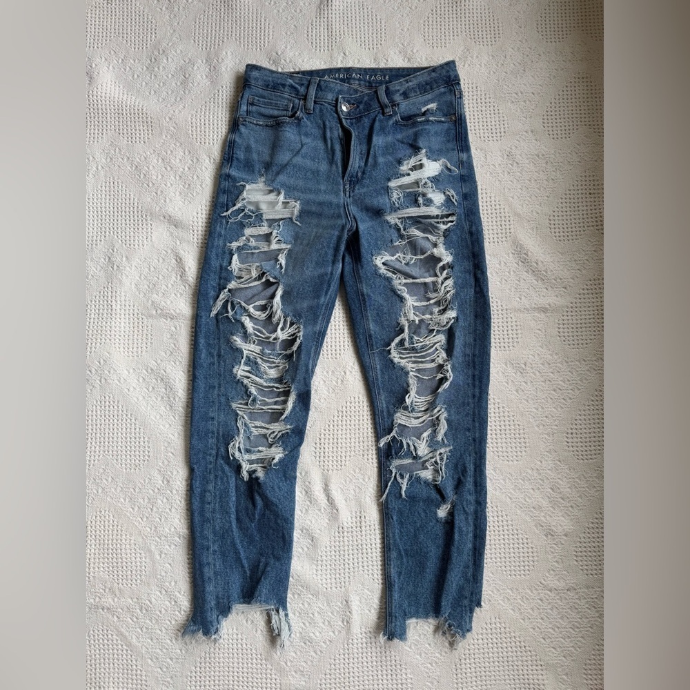 American Eagle Outfitters Distressed Blue Skinny Jeans 8